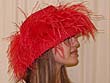 RINCON - Ostrich Feather Red Hat - $135.